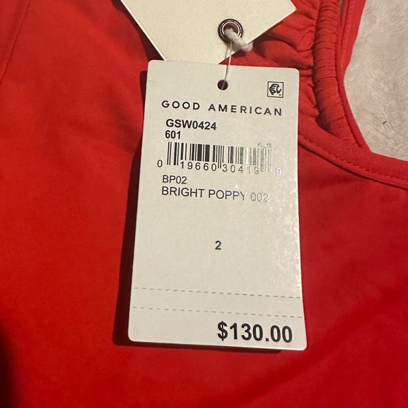 Good American Leilani Halter One Piece Swim Bright Poppy NWT - Picture 11 of 13